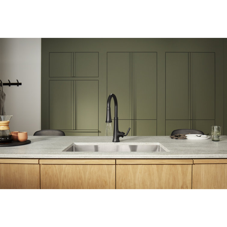 Vibrant Brushed Brass Touchless Pull-Down Kitchen Faucet