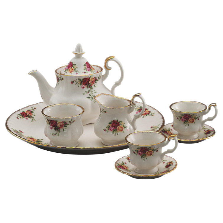 Royal Albert Old Country Roses Petite Bone China Tea Set with Gold Accents