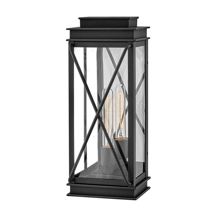 Montecito Black Aluminum Outdoor Wall Lantern with Clear Glass