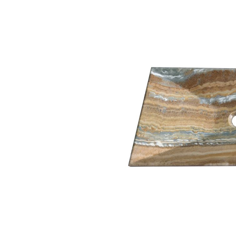 Light Brown Onyx Rectangular Above-Counter Bathroom Sink
