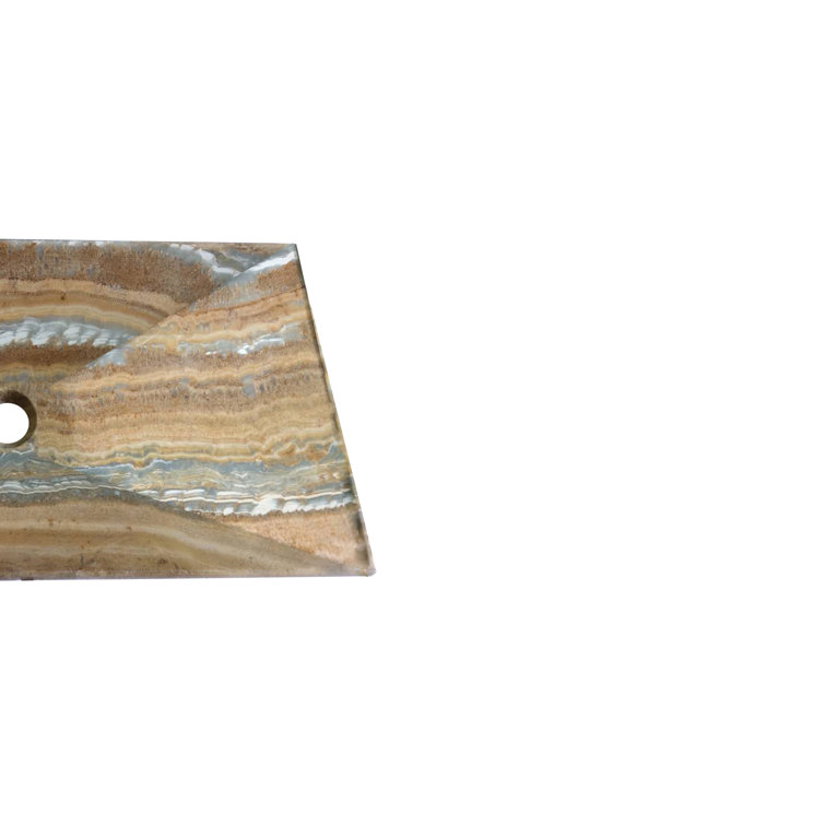Light Brown Onyx Rectangular Above-Counter Bathroom Sink