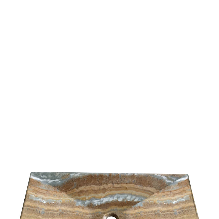 Light Brown Onyx Rectangular Above-Counter Bathroom Sink