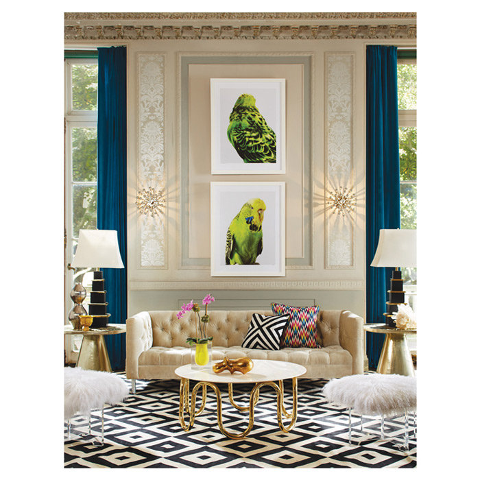 Round White Carrara Marble and Brass Cocktail Table