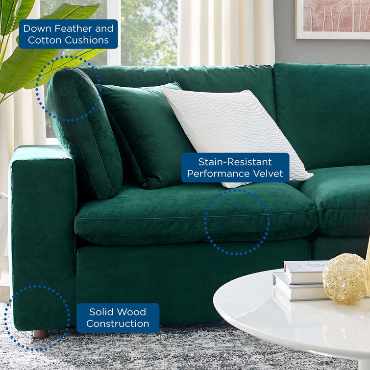 Luxurious Green Velvet 3-Seater Sofa with Down Fill Cushions