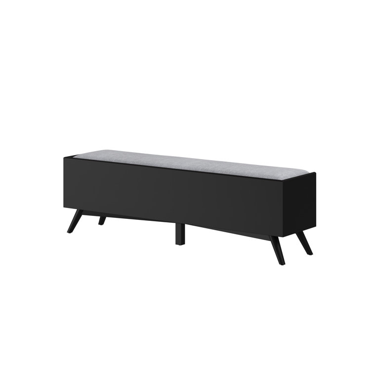 Williams 59'' Black Upholstered Storage Bench with Drawers