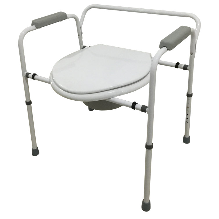 Adjustable White Aluminum Bariatric Commode Chair