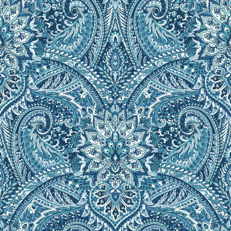 Blue and Gray Paisley Peel & Stick Wallpaper Roll