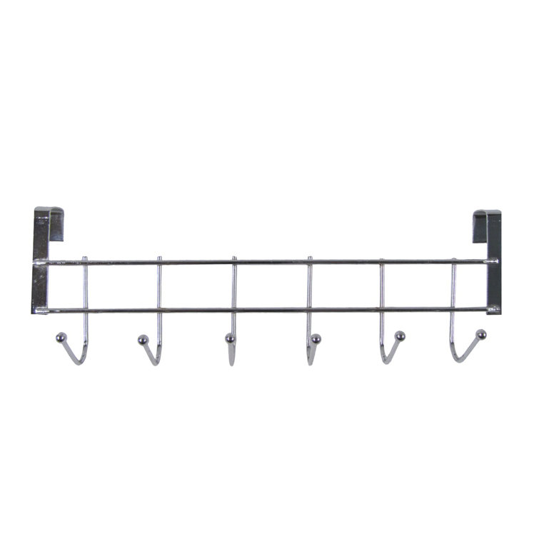 Chrome Over-the-Door 6-Hook Towel and Coat Rack