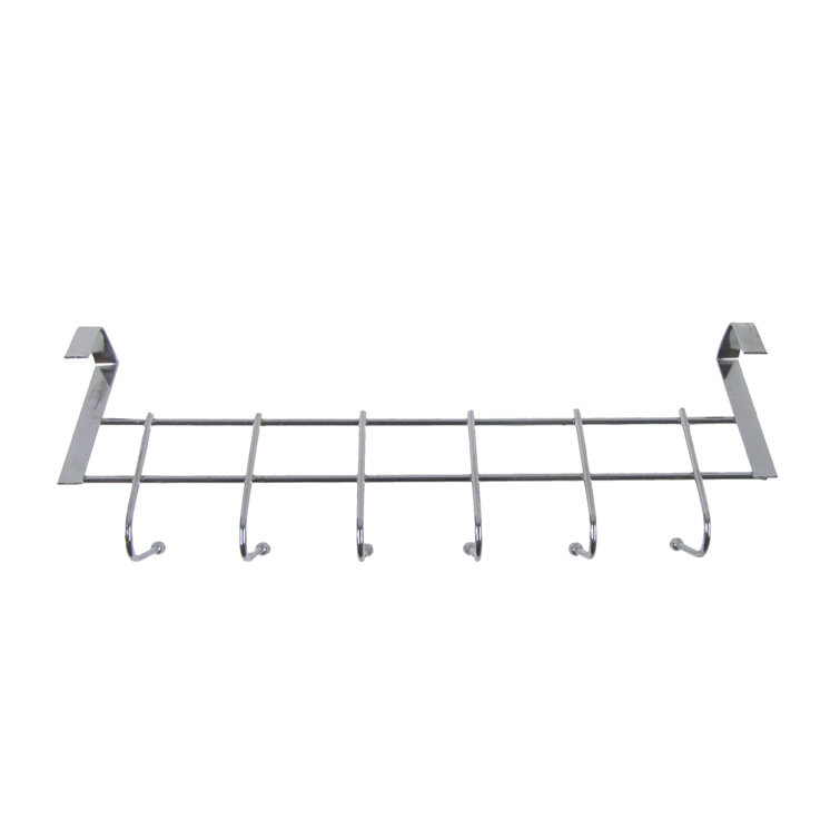 Chrome Over-the-Door 6-Hook Towel and Coat Rack