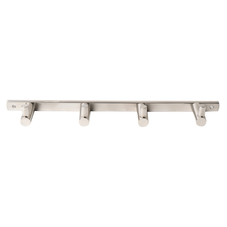 Brushed Nickel Wall Mounted 4-Prong Hook Rack
