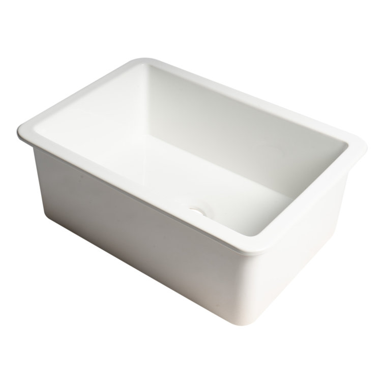 27'' White Fireclay Drop-in Single Bowl Kitchen Sink