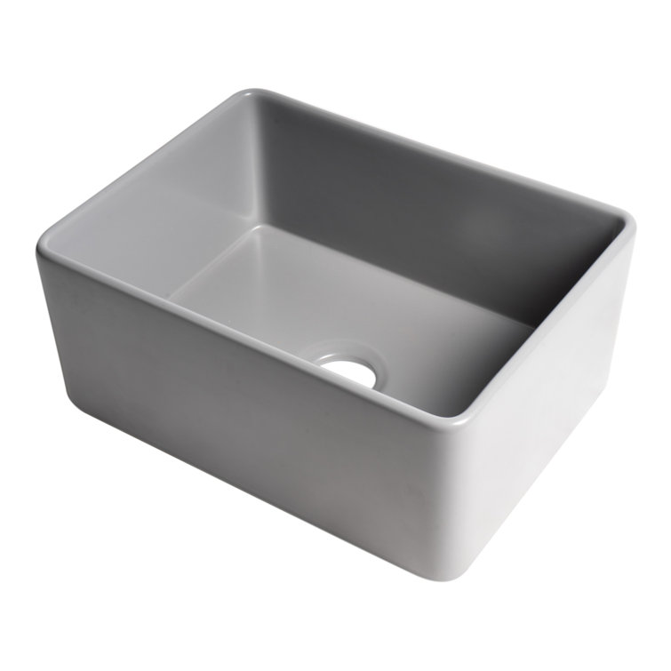 24'' Gray Matte Fireclay Farmhouse Drop-in Kitchen Sink