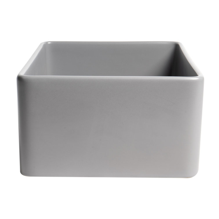 24'' Gray Matte Fireclay Farmhouse Drop-in Kitchen Sink