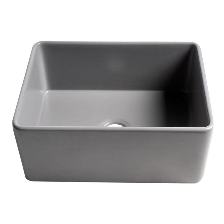 24'' Gray Matte Fireclay Farmhouse Drop-in Kitchen Sink
