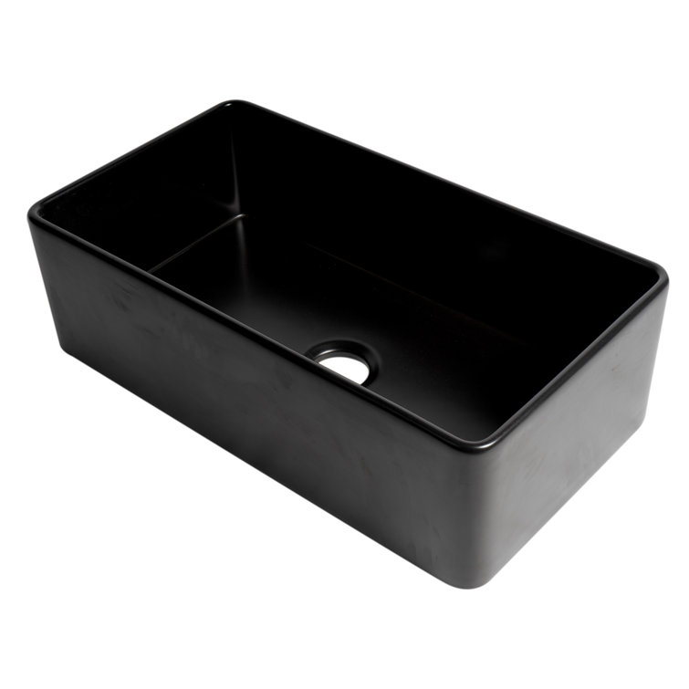 33'' Black Matte Fireclay Farmhouse Drop-In Kitchen Sink