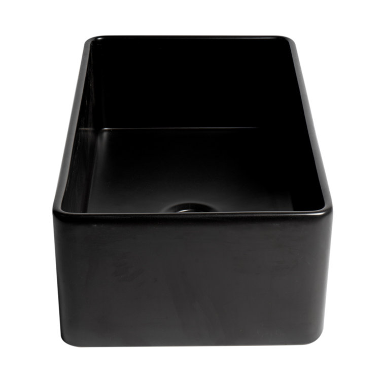 33'' Black Matte Fireclay Farmhouse Drop-In Kitchen Sink