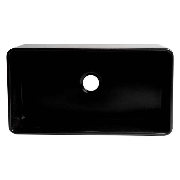 33'' Black Matte Fireclay Farmhouse Drop-In Kitchen Sink