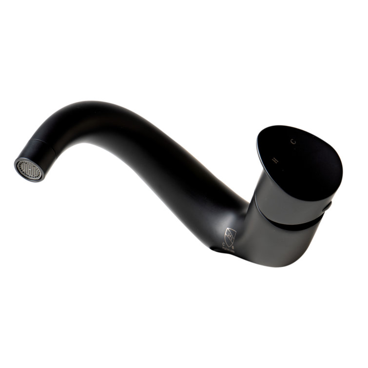 Matte Black Single-Handle Bathroom Faucet with Wave Design