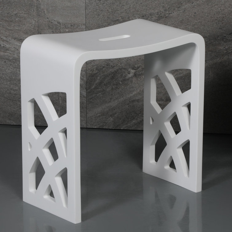 White Matte Resin Bathroom and Shower Stool