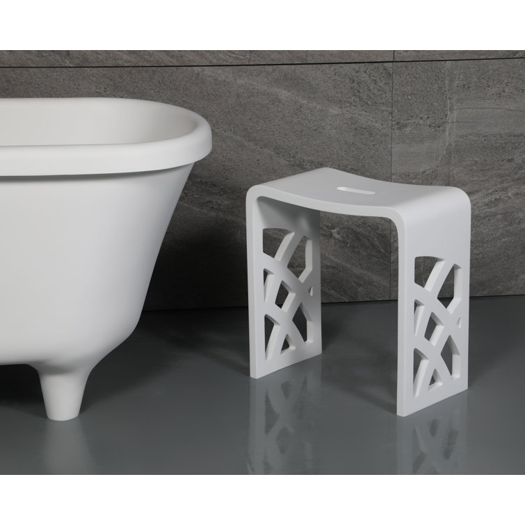 White Matte Resin Bathroom and Shower Stool