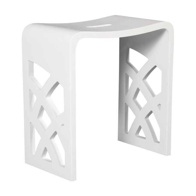 White Matte Resin Bathroom and Shower Stool
