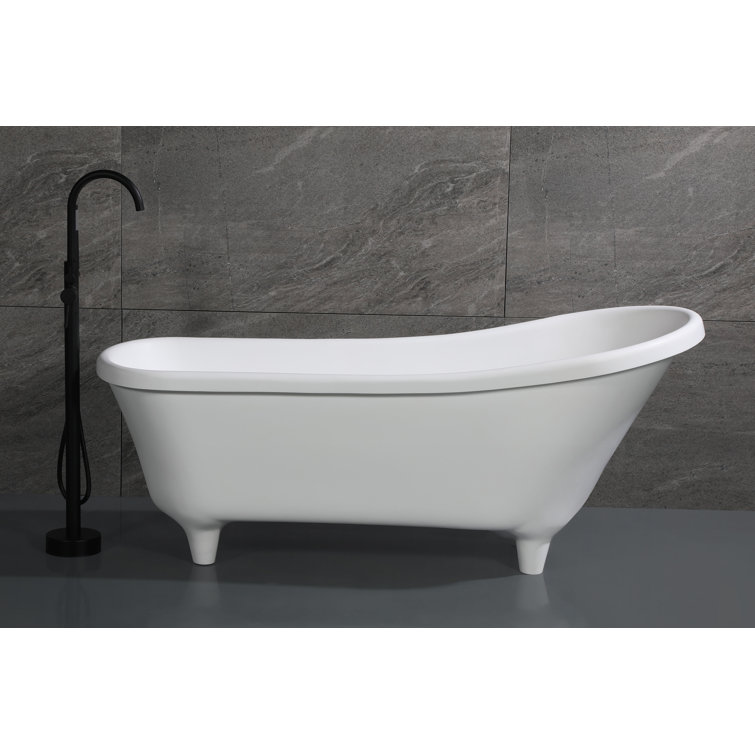 68.25'' White Matte Resin Clawfoot Freestanding Bathtub