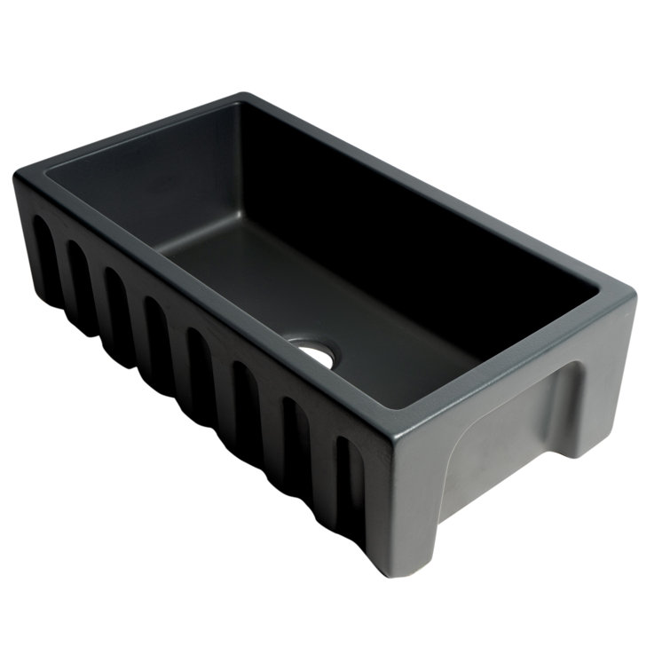 33.13'' Black Matte Fireclay Farmhouse Apron Sink
