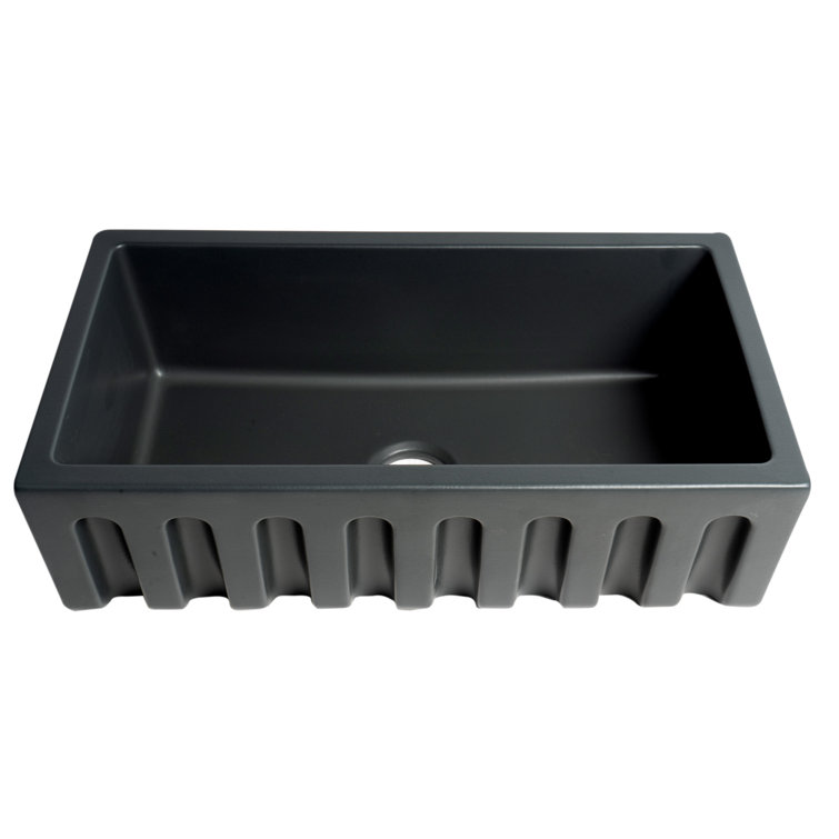 33.13'' Black Matte Fireclay Farmhouse Apron Sink