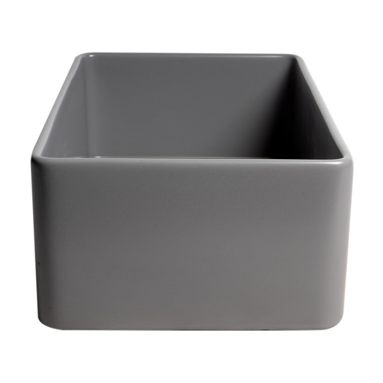 Gray Matte Fireclay Single Bowl Farmhouse Sink