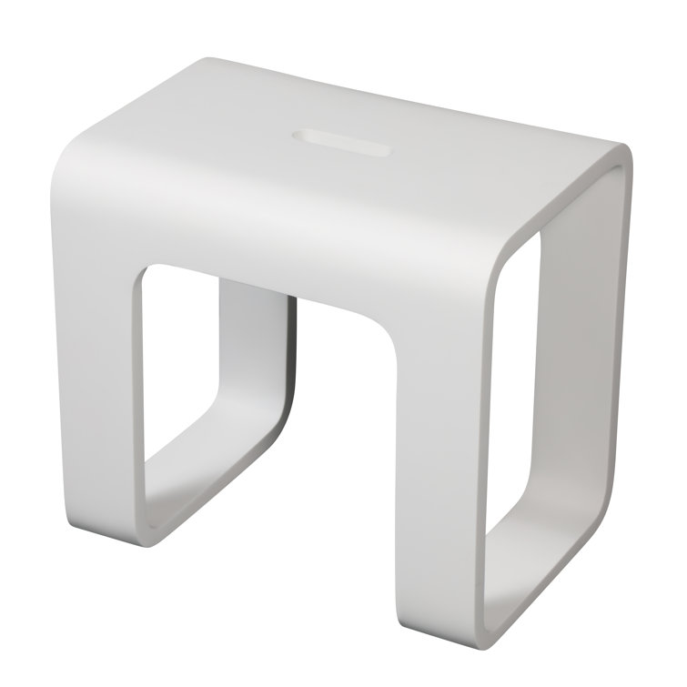 Matte White Solid Surface Resin 16.8" Shower Bench