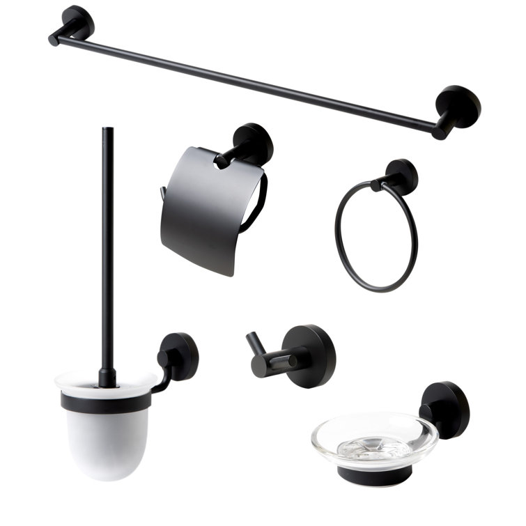Black Matte Brass 6-Piece Bathroom Hardware Set