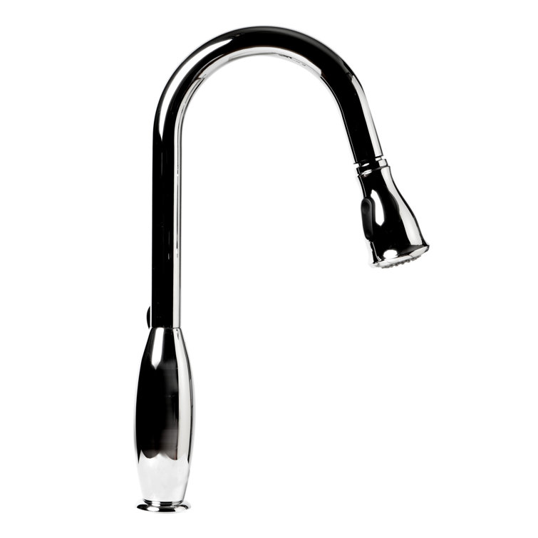 Polished Chrome Gooseneck Pull Down Kitchen Faucet with Spray