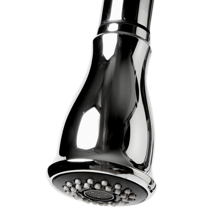 Polished Chrome Gooseneck Pull Down Kitchen Faucet with Spray