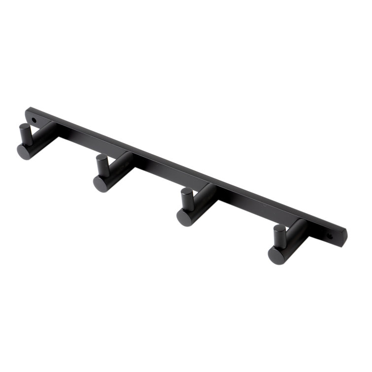 Black Matte Wall-Mounted 4 Prong Brass Hook Rack