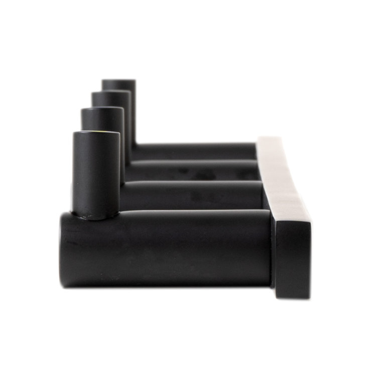 Black Matte Wall-Mounted 4 Prong Brass Hook Rack