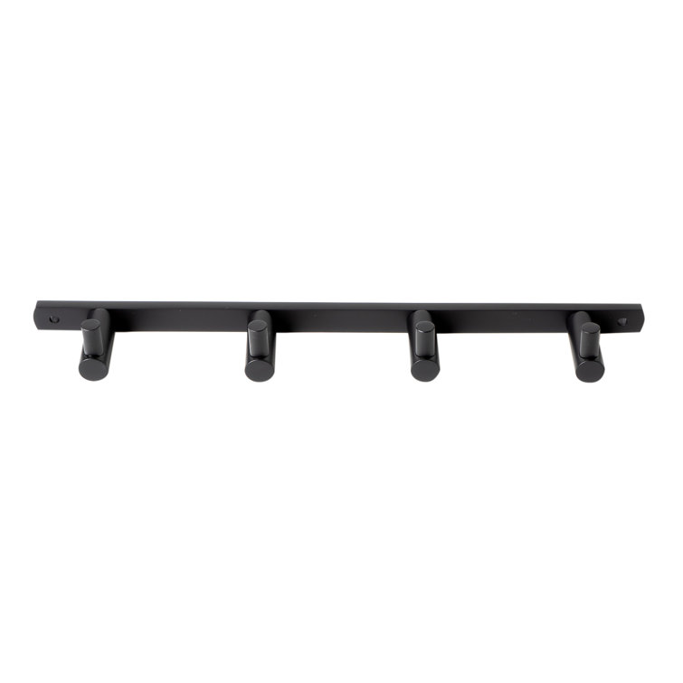 Black Matte Wall-Mounted 4 Prong Brass Hook Rack