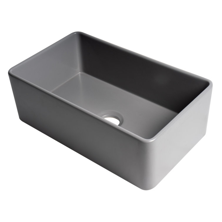 Gray Matte Fireclay 30" Single Bowl Farmhouse Sink