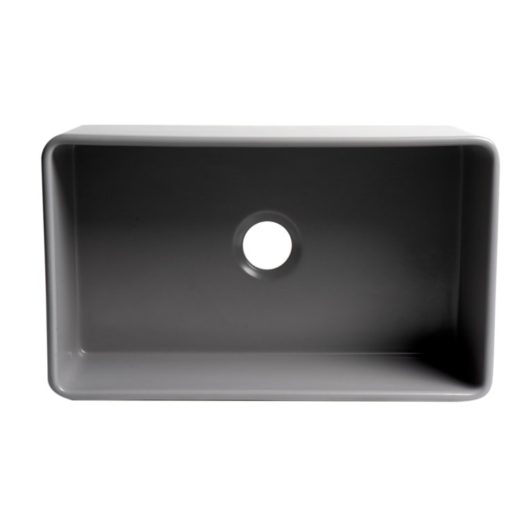 Gray Matte Fireclay 30" Single Bowl Farmhouse Sink
