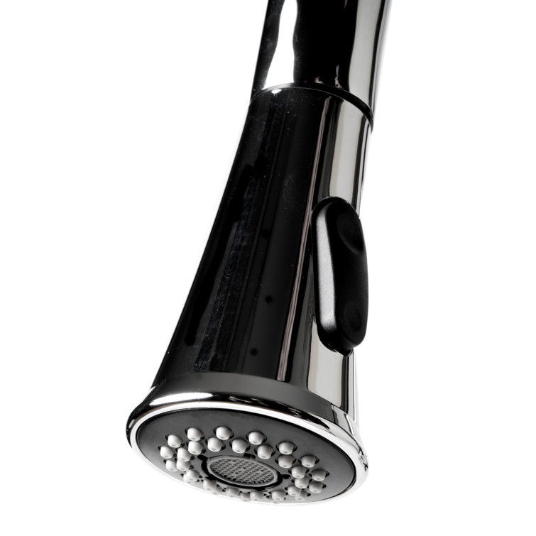 Polished Chrome Gooseneck Pull Down Kitchen Faucet with Spray