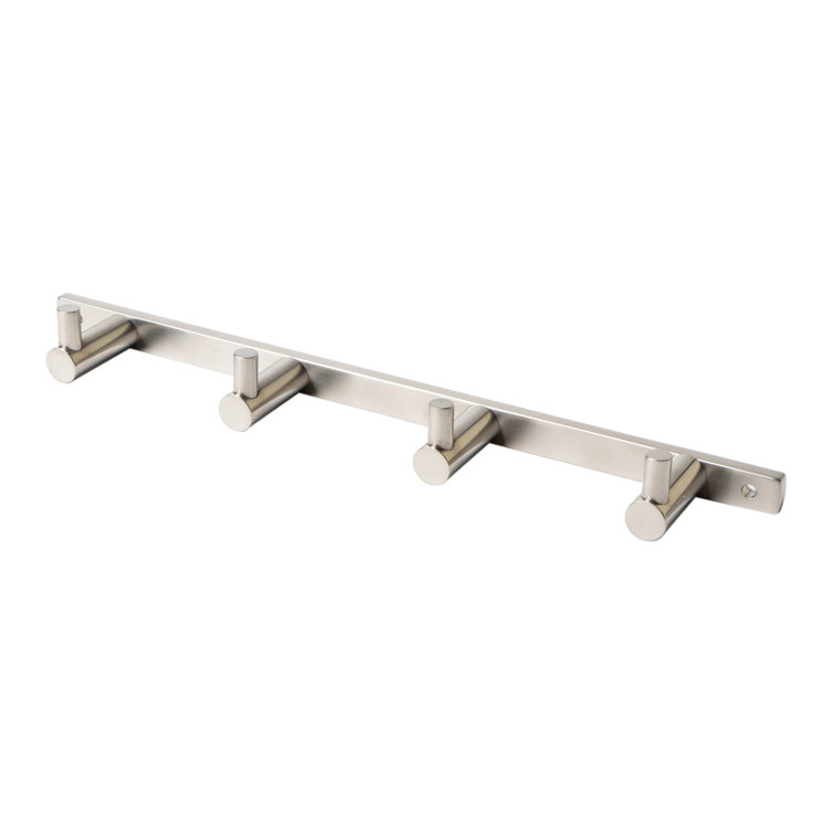 Brushed Nickel Wall Mounted 4-Prong Hook Rack
