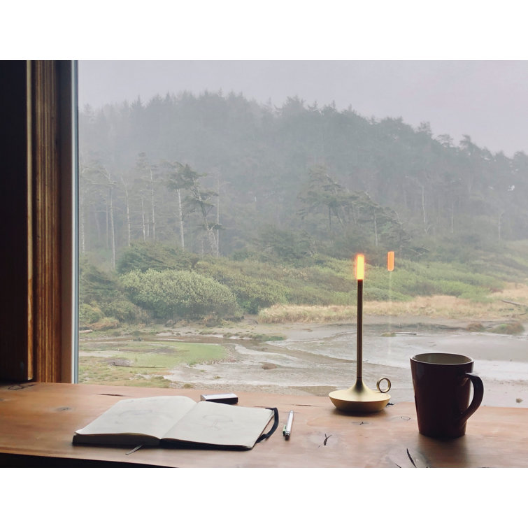 Large Brass Cordless LED Table Lamp with 3-Way Switch
