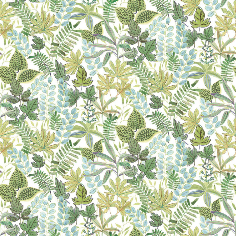 Green and White Botanical Peel and Stick Vinyl Wallpaper Roll
