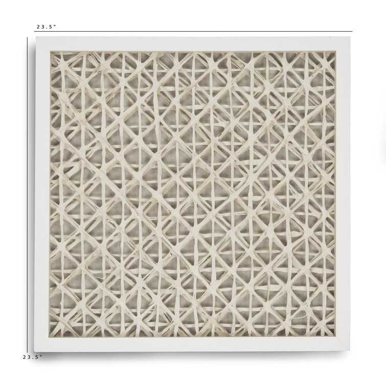 Off-White Abstract Criss Cross Paper Art with White Frame