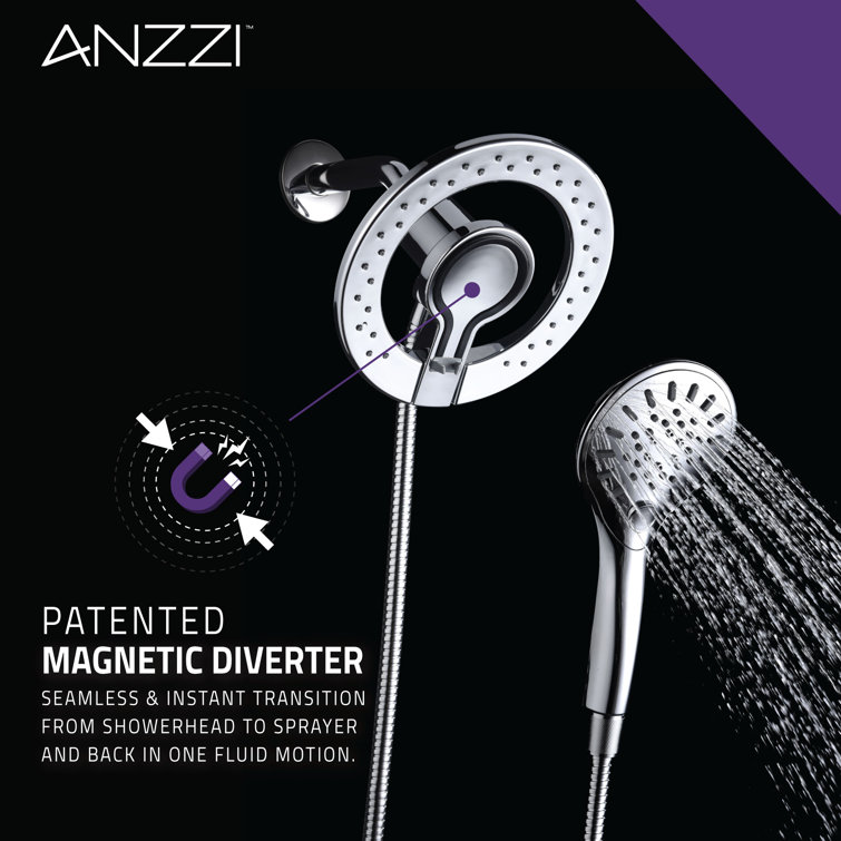 Polished Chrome Dual Wall Mount Handheld Shower Head