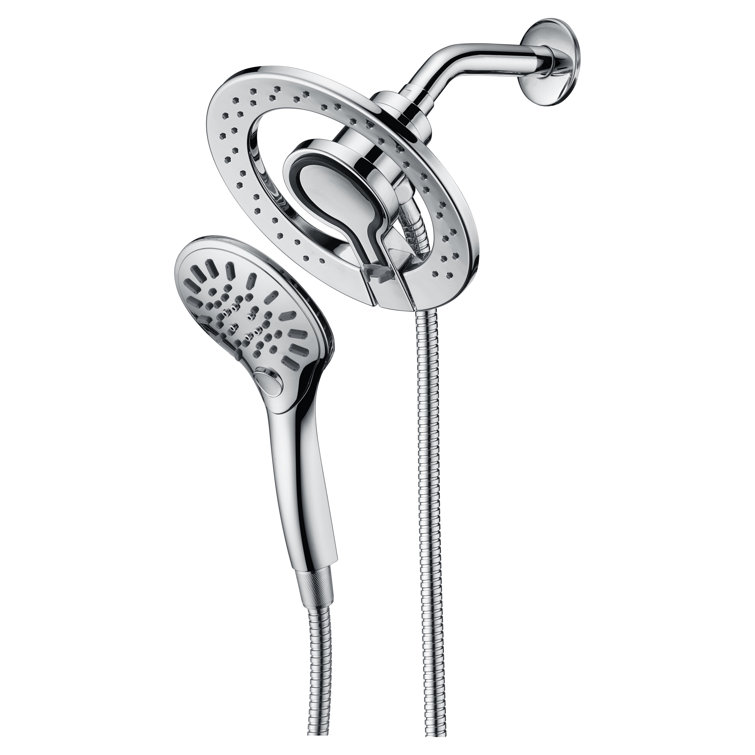 Polished Chrome Dual Wall Mount Handheld Shower Head