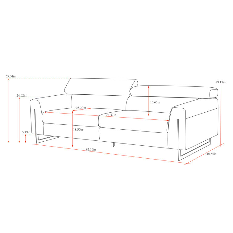 Serena Luxe 92'' Plush Blue Polyester Sofa with Silver Legs