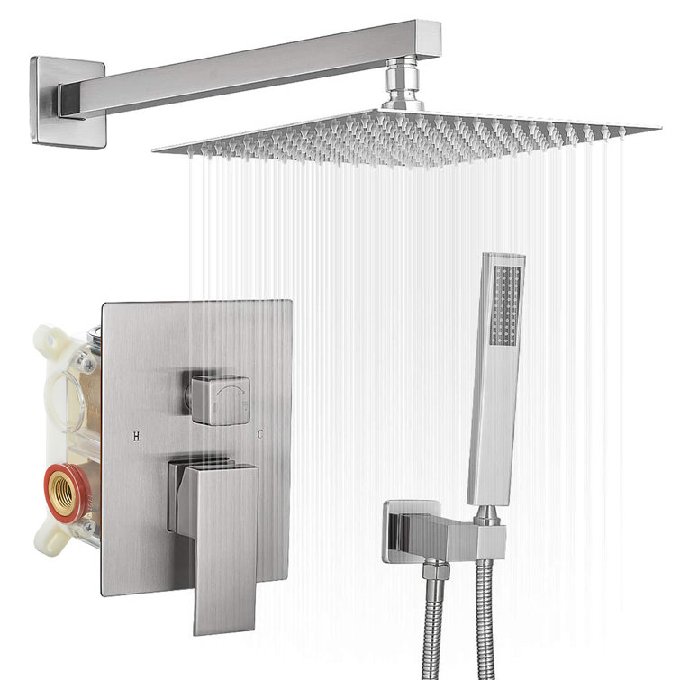 Brushed Nickel 10-Inch Wall Mounted Rain Shower System
