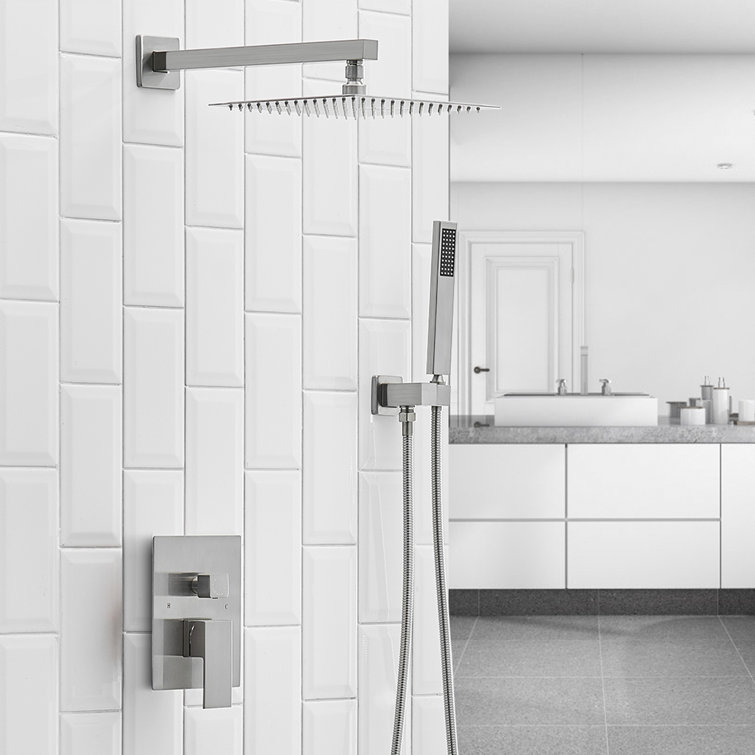Brushed Nickel 10-Inch Wall Mounted Rain Shower System
