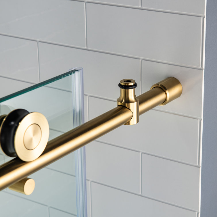 Gold Frameless Sliding Shower Door with Clear Tempered Glass