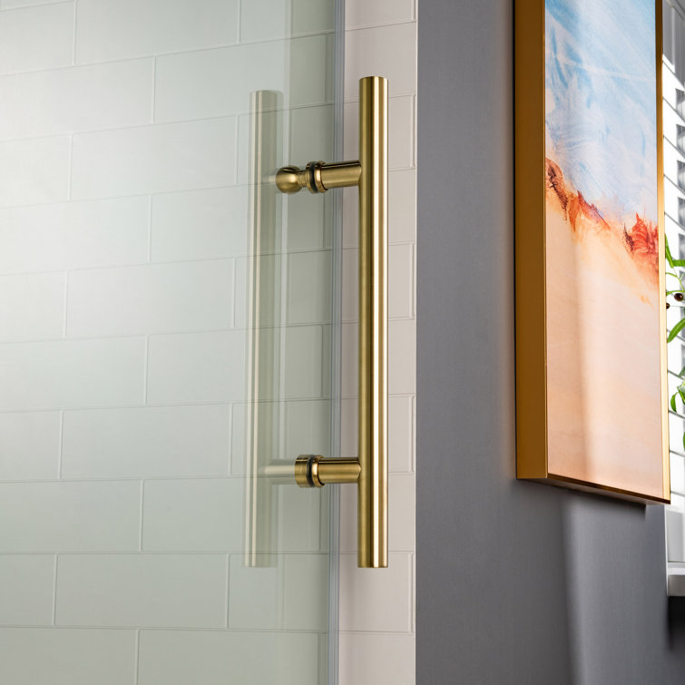 Gold Frameless Sliding Shower Door with Clear Tempered Glass